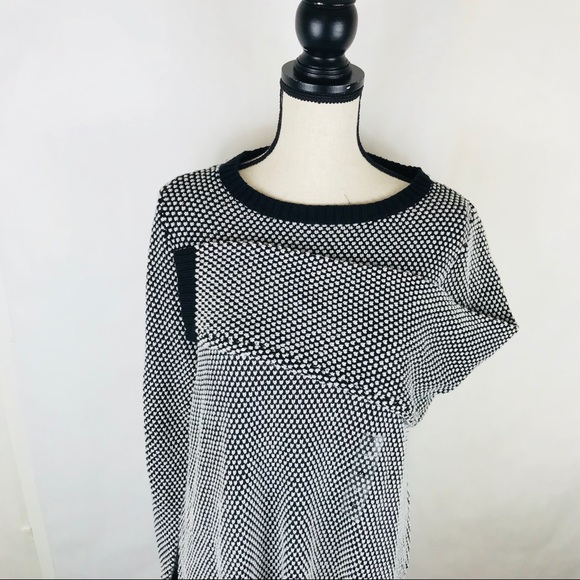 Charter club plus sizes textured sweater Blk White - Picture 3 of 6